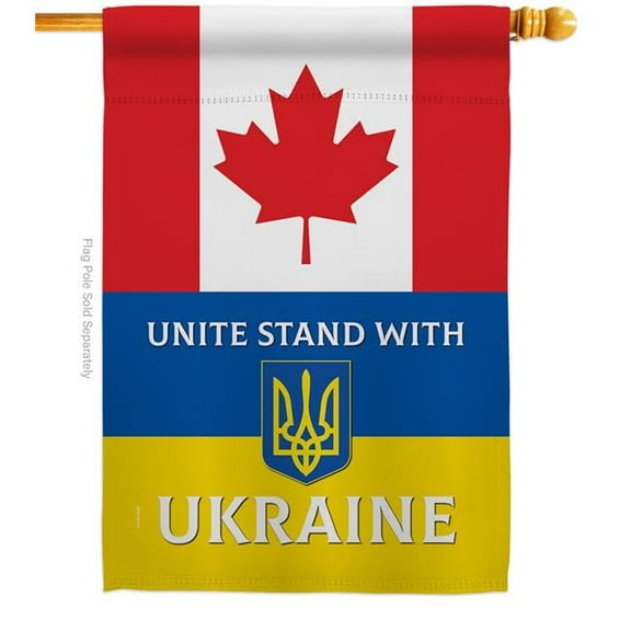 Canada Stand with Ukraine Support Cause 28 x 40 in. Double-Sided Decorative Vertical House Flags for Decoration Banner Garden Yard Gift