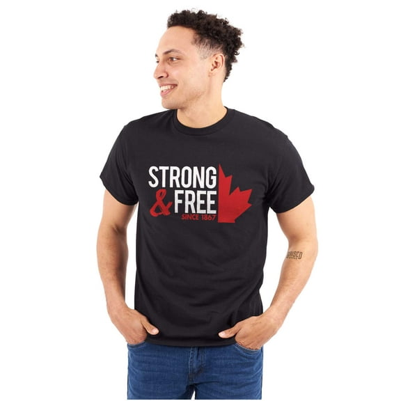 Canada Strong And Free Maple Leaf Men's Graphic T Shirt Tees Brisco Brands L