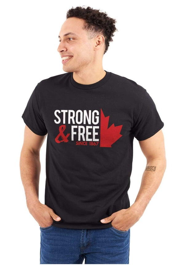 Canada Strong And Free Maple Leaf Men's Graphic T Shirt Tees Brisco Brands L