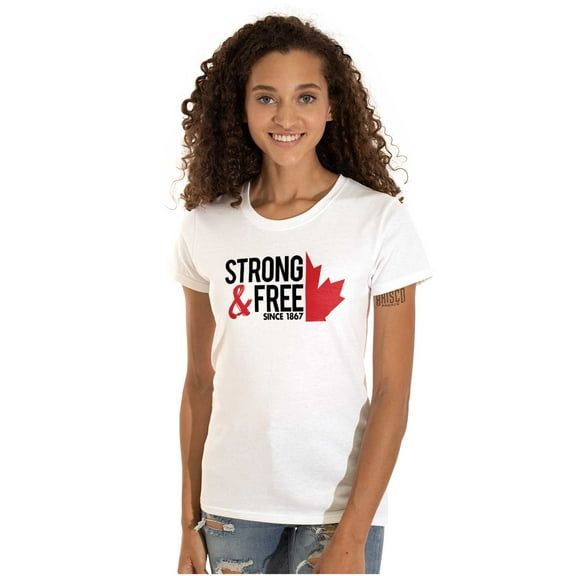 Canada Strong And Free Maple Leaf Womens Slim Fit Graphic Tee Brisco Brands M