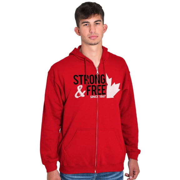 Canada Strong And Free Maple Leaf Zip Up Hoodie Men's Women's Brisco Brands M