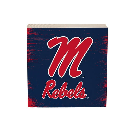 Ole Miss Rebels 6" Square Fan Chant Wood Block Shelf Sign