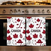 Canada Style Kitchen Towels Set of 1, Watercolor Red Maple Leaf Deers Absorbent Dish Towels for Kitchen, Microfiber Hand Towel, Quick Drying Tea Towel for Cleaning Decorative Dishcloths