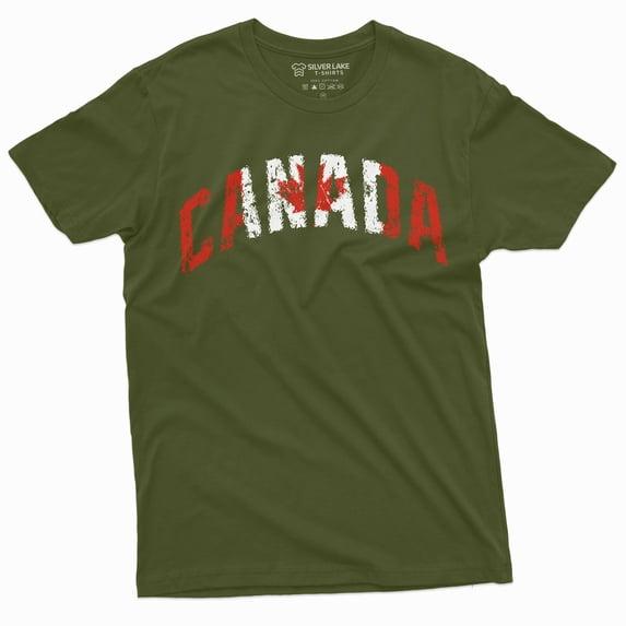 Canada T-Shirt Canadian Flag National Day Patriotic Mens T-Shirt (3X-Large Military Green)