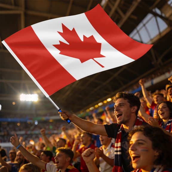 Canada Telescoping Fan Flag – 1.6m Extendable Pole & Large National Banner with Red Maple Leaf for Soccer Matches & Celebrations