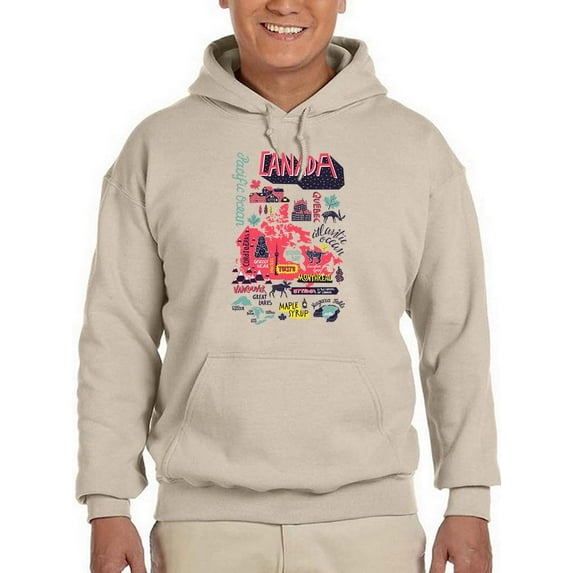 Canada Tourist Map Hoodie Men -Image by Shutterstock, Male 5X-Large