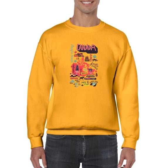 Canada Tourist Map Sweatshirt Men -Image by Shutterstock, Male x-Large