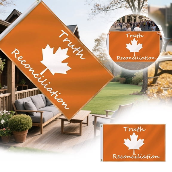 Large Canada Truth And Reconciliation Day Flag for Outdoor Spaces - Celebrate Indigenous Children's Rights with Orange Shirt National Day Design