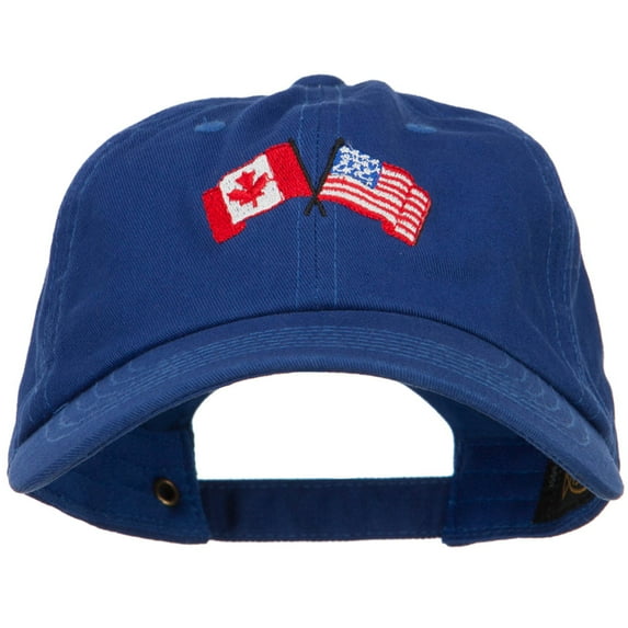 Canada US Flags Embroidered Unconstructed Cap - Royal OSFM