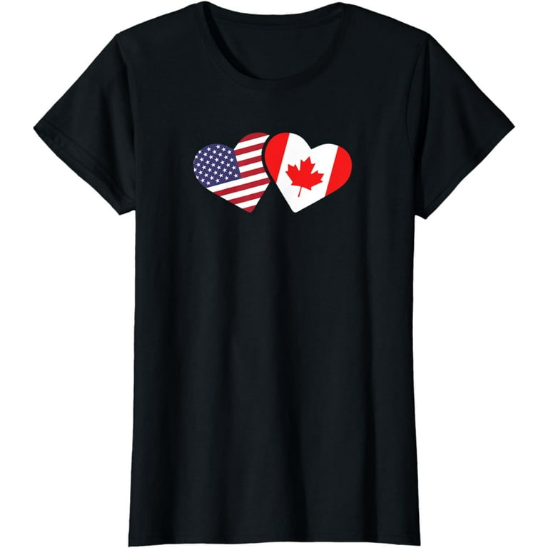 Canada Usa Flag T Shirt Heart Canadian Americans Love Cute Canada Usa Flag T Shirt Heart Canadian Americans Love Cute