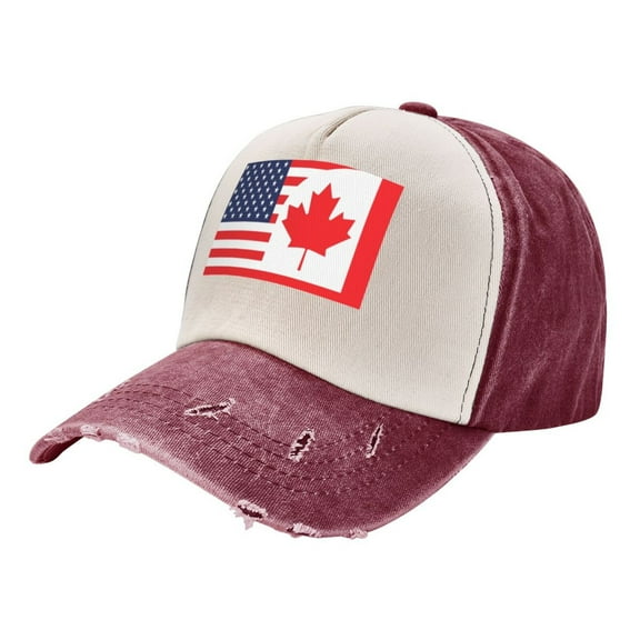Canada Us Friendship Flag Combination Distressed Baseball Cap Dad Hats for Men Women Vintage Trucker Hat Low Profile Ball Caps