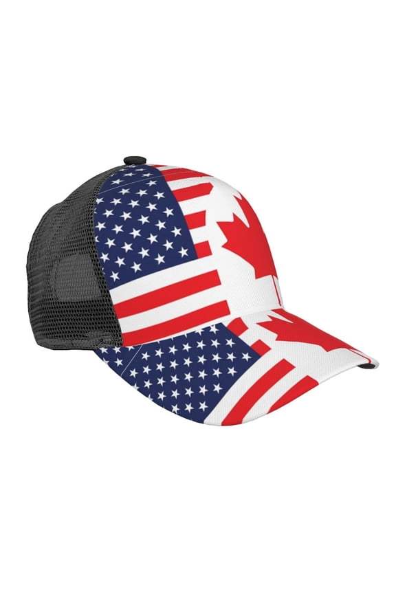 Canada Us Friendship Flag Combination Snapback Trucker Hats Baseball Caps Adjustable Mesh Back Ball Caps For Men Women