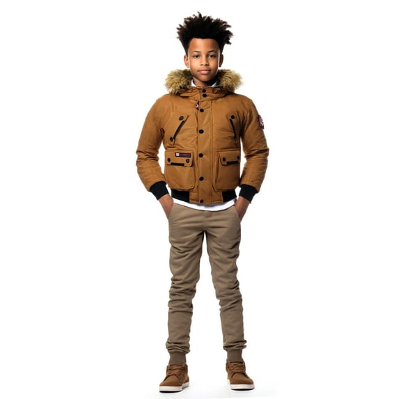 Canada Weather Gear Boys' Heavy Faux Fur Jacket Color: oak Size: 18 - 20