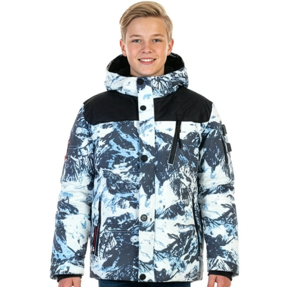 Canada Weather Gear Boys' Heavyweight Arctic Camo Puffer Jacket Color: white Size: 14 - 16