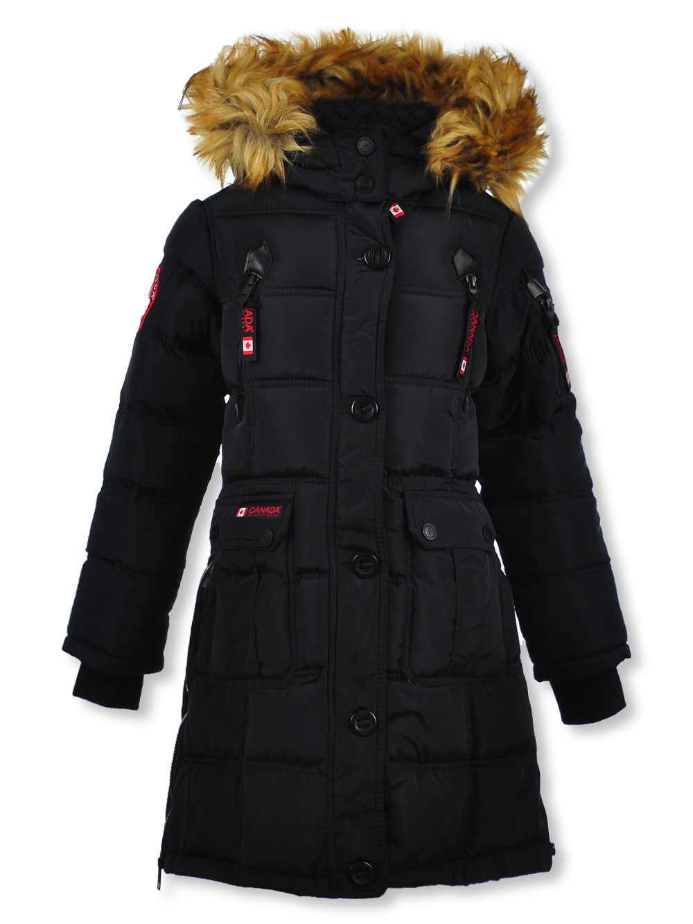 Canada Weather Gear Girls' Faux-Fur Long Parka - black/natural, 2t (Toddler) - image 1 of 3