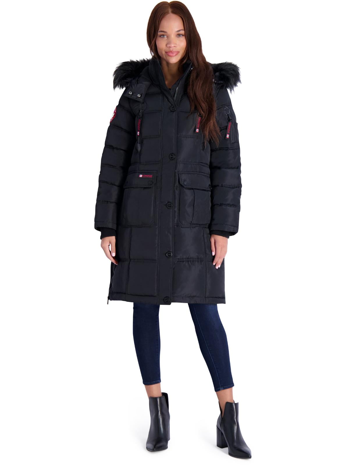 canada weather gear Long Cold Weather Parka Coat in Black