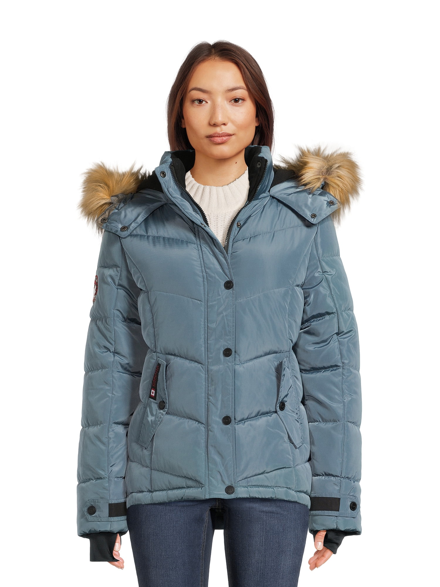 Canada Weather Gear Women's Classic Puffer Jacket with Faux Fur Trim