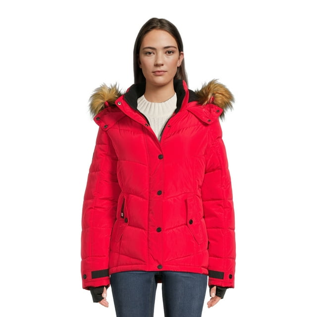 Canada Weather Gear Women's Classic Puffer Jacket with Faux Fur Trim Hood