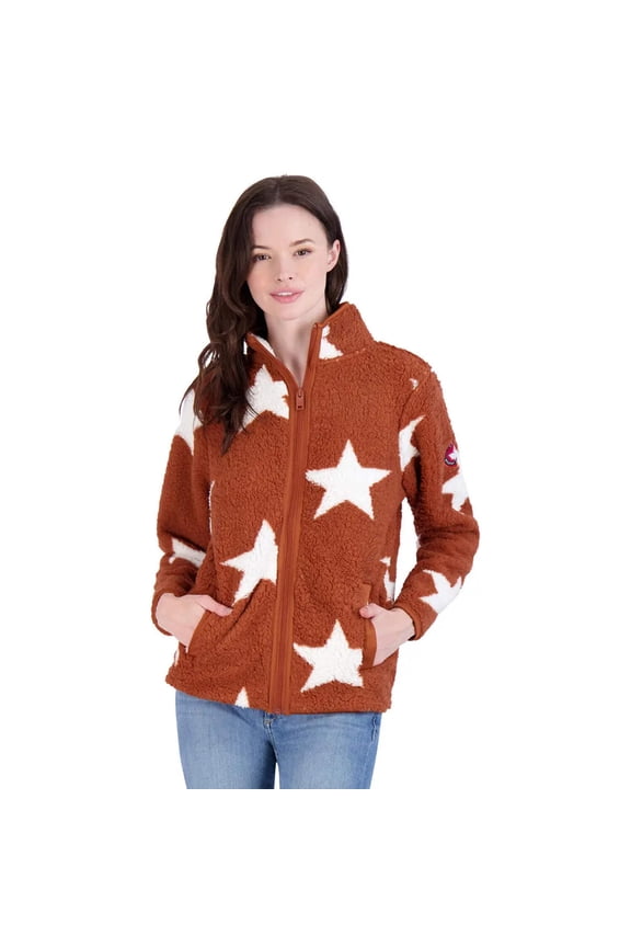 Women's Full Zip Printed Sherpa Jacket