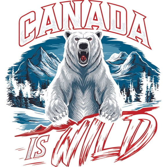 Canada is Wild Quote Bear Animal Animals Creature Canadian Mountains Snow Quotes Wall Art Sticker Designs Vinyl Stickers For Home House Walls Rooms Windows Bedroom Decoration Size (12x12 inch)