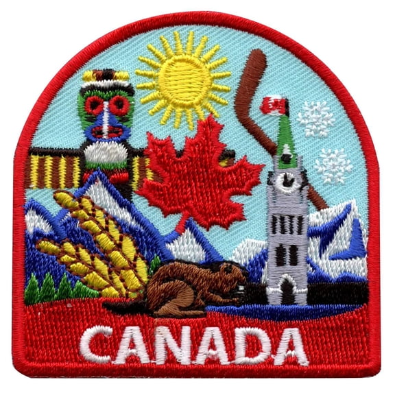 Canada World Showcase Travel Patch Souvenir Hockey Vacation Embroidered Iron On