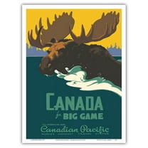 Canada for Big Game - Canadian Pacific Railway - Vintage Railroad Travel Poster by Thomas (Tom) Hall c.1939 - Master Art Print (Unframed) 9in x 12in