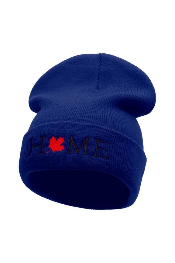 Canada is Home Embroidered 12 Inch Long Knitted Beanie - Royal OSFM