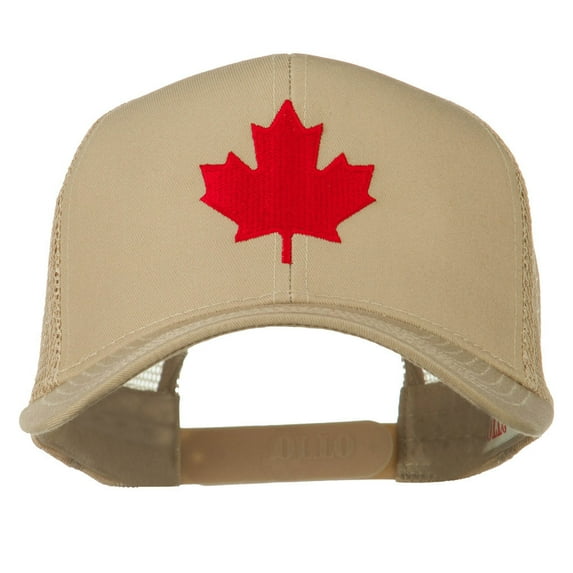 Canada's Maple Leaf Embroidered Mesh Back Cap - Khaki OSFM