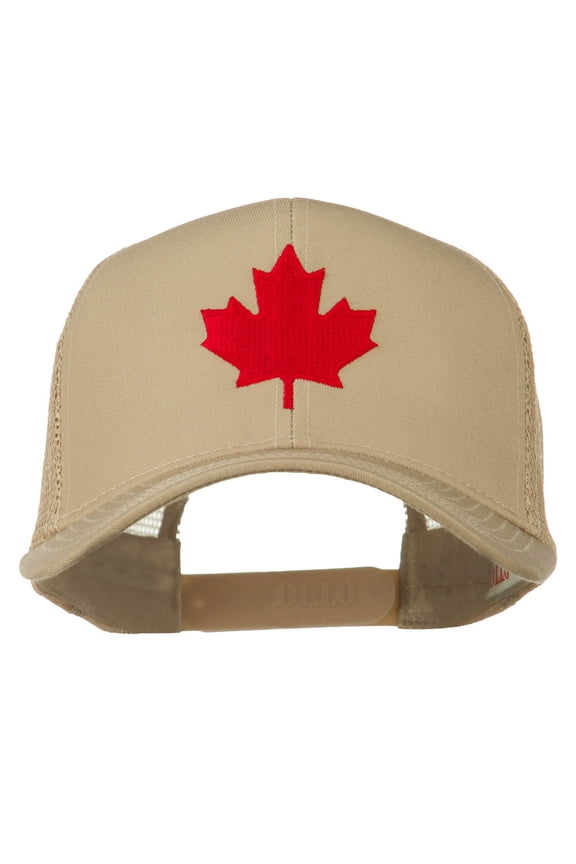 Canada's Maple Leaf Embroidered Mesh Back Cap - Khaki OSFM