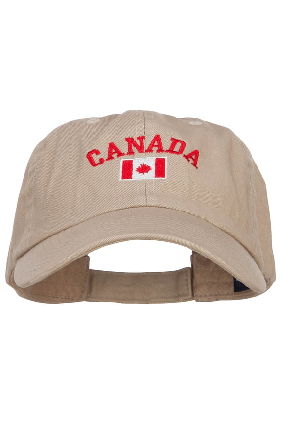 Canada with Flag Embroidered Low Cap - Khaki OSFM
