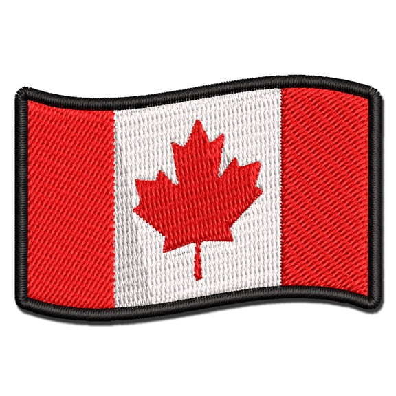 Canada with Waving Flag Cute Applique Multi-Color Embroidered Hook & Loop Patch - 3 Inch Medium