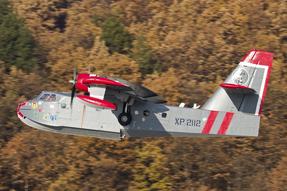 Canadair CL-215-1A10 in flight over Bulgaria Canvas Art - Anton BalakchievStocktrek Images (35 x 23)