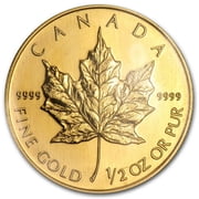 Canadian 1/2 oz Gold Maple Leaf Coin .9999 Fine Random Year
