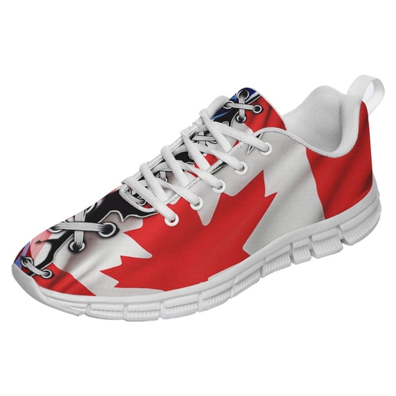 Canadian American Flag Shoes for Men Women Running Shoes Lightweight Walking Sneakers Mesh Athletic Sport Shoes White Size 11.5