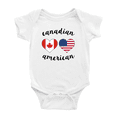 thumbnail image 1 of Canadian American Flag Two Hearts Baby Romper Bodysuit (White, 0-3 Months), 1 of 5