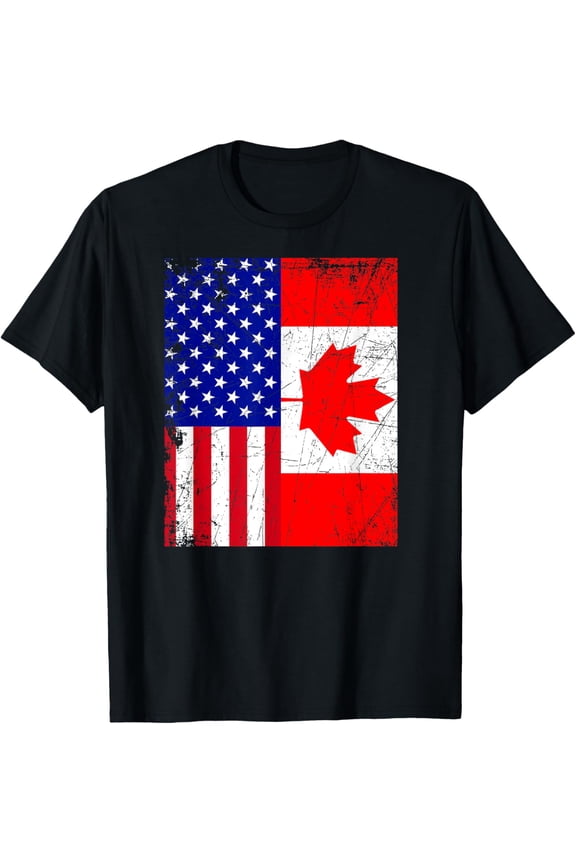 Canadian American Shirt USA Canada Flag 4th of July Tshirt T-Shirt
