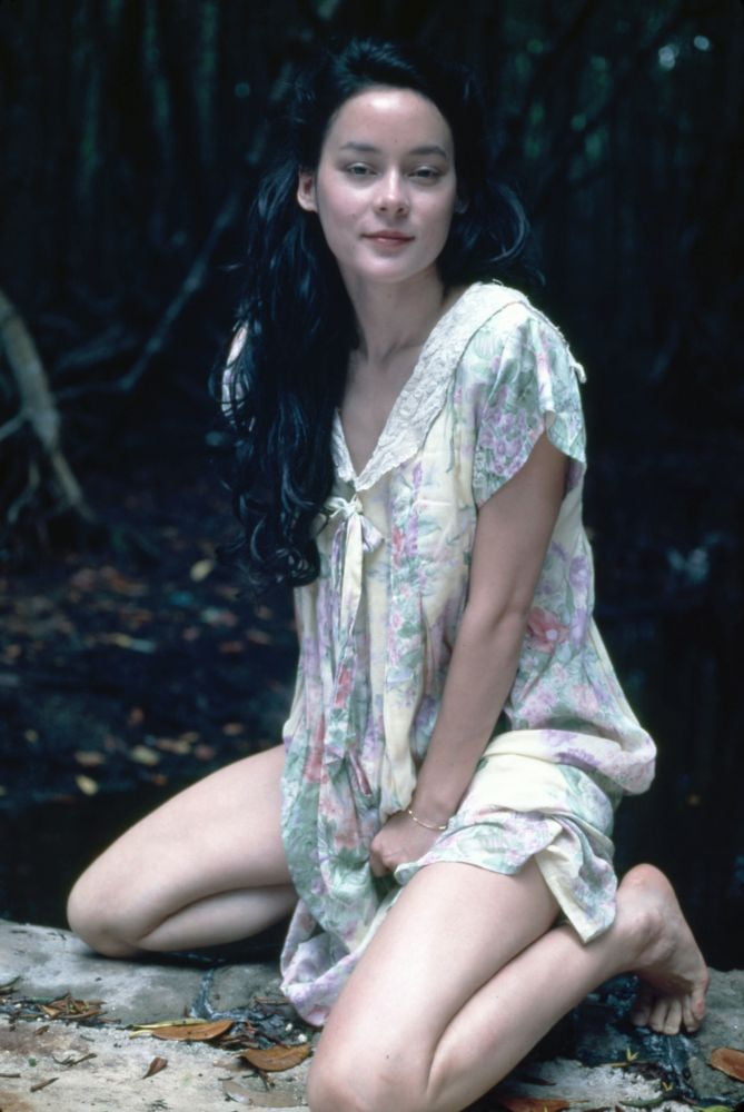 Canadian-American actress Meg Tilly posing on set of 1988 movie Girl in