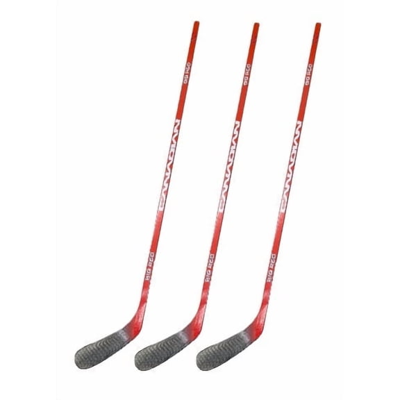 Canadian Big Red Junior Wood Hockey Sticks | 50 Flex, ABS Off-Ice Blade | 3 Pack