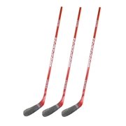 Canadian Big Red Youth Wood Hockey Sticks | 30 Flex, ABS Off-Ice Blade | 3 Pack