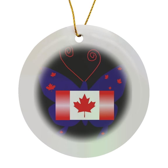 3drose, Canadian Butterfly I, Circle Porcelain Ornament