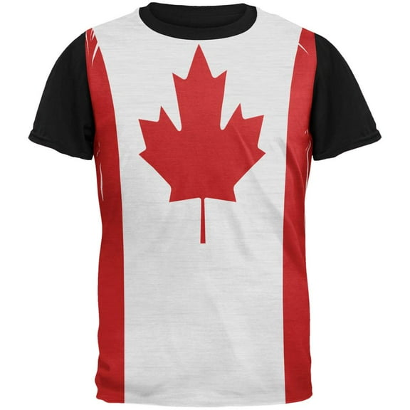 Canadian Canada Flag All Over Mens Black Back T Shirt Multi MD