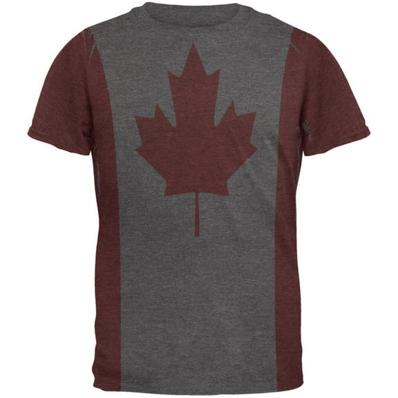 Canadian Canada Flag Mens Soft T Shirt Charcoal Heather SM