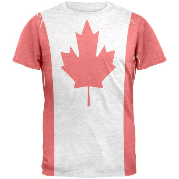Canadian Canada Flag Mens T Shirt Heather White 2XL