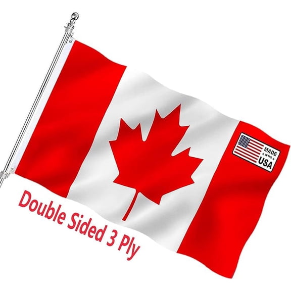 Canadian Flag 3x5 Double Sided for Outdoors 3 Ply 200D Heavy Duty Polyester and Durable Canvas Header