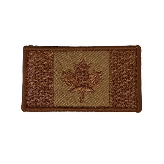 Canadian Flag Brown Embroidered Hook & Loop Patch Applique Biker Emblem Tactical
