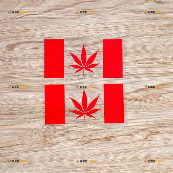 Canadian Flag Canada Maple Leaf Sticker Decal Vinyl Funny - 2 Pack Red 5" - For Car Boat Laptop Cup No Background Die-cut