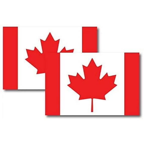 Canadian Flag Car Decal - 2 Pack Maple Leaf 3" x 5"