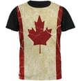 thumbnail image 1 of Canadian Flag Grunge Distressed All Over Mens Black Back T Shirt Multi MD, 1 of 1