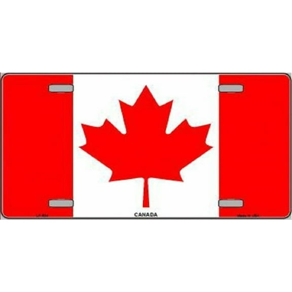 Canadian Flag Metal Novelty License Plate Auto Tag - Aluminum ( 12 inch x 6 inch )