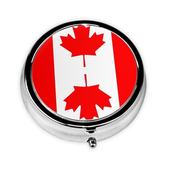 Canadian Flag Pill Case Pill Box Round 3 Compartment Small Pill Organizer For Purse Or Pocket Small Roud Pill Box